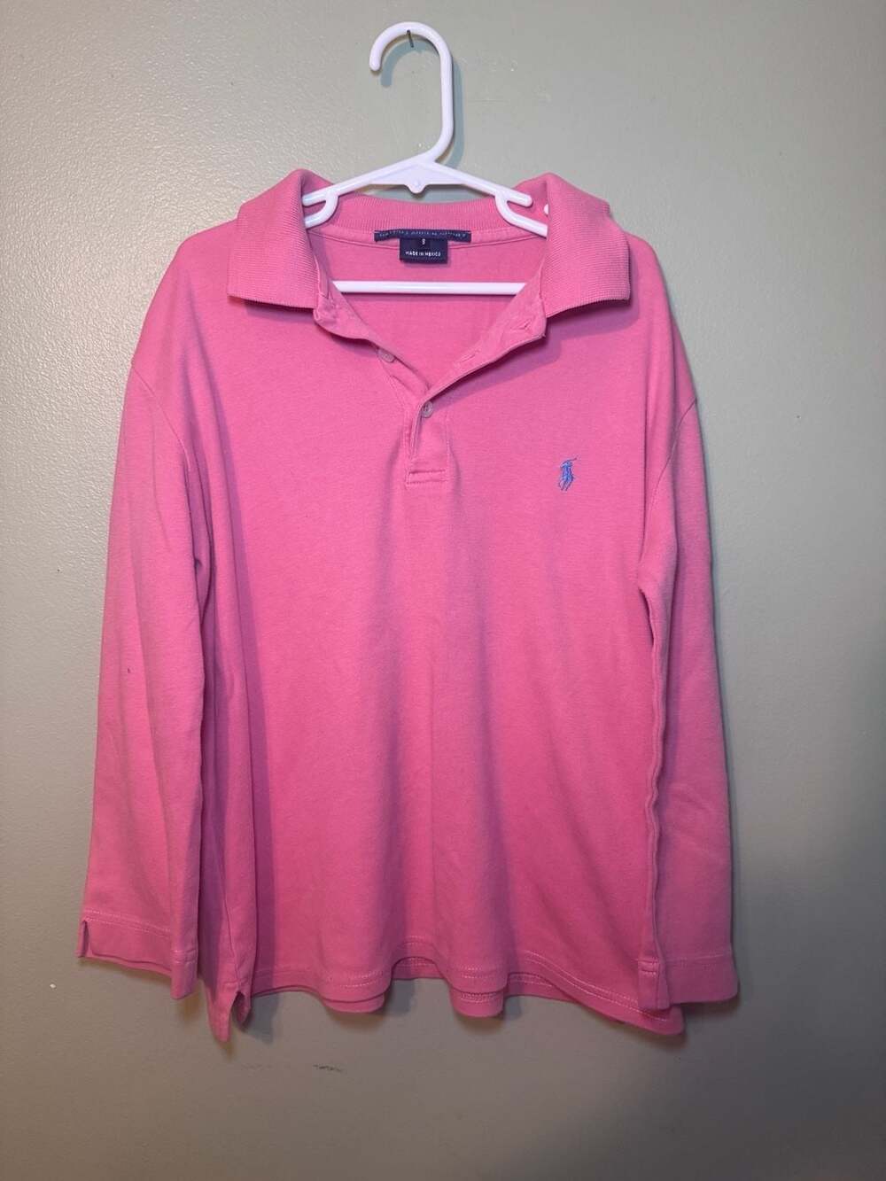 Ralph Lauren Sport Long Sleeve Polo Kids Size S Pink Cotton